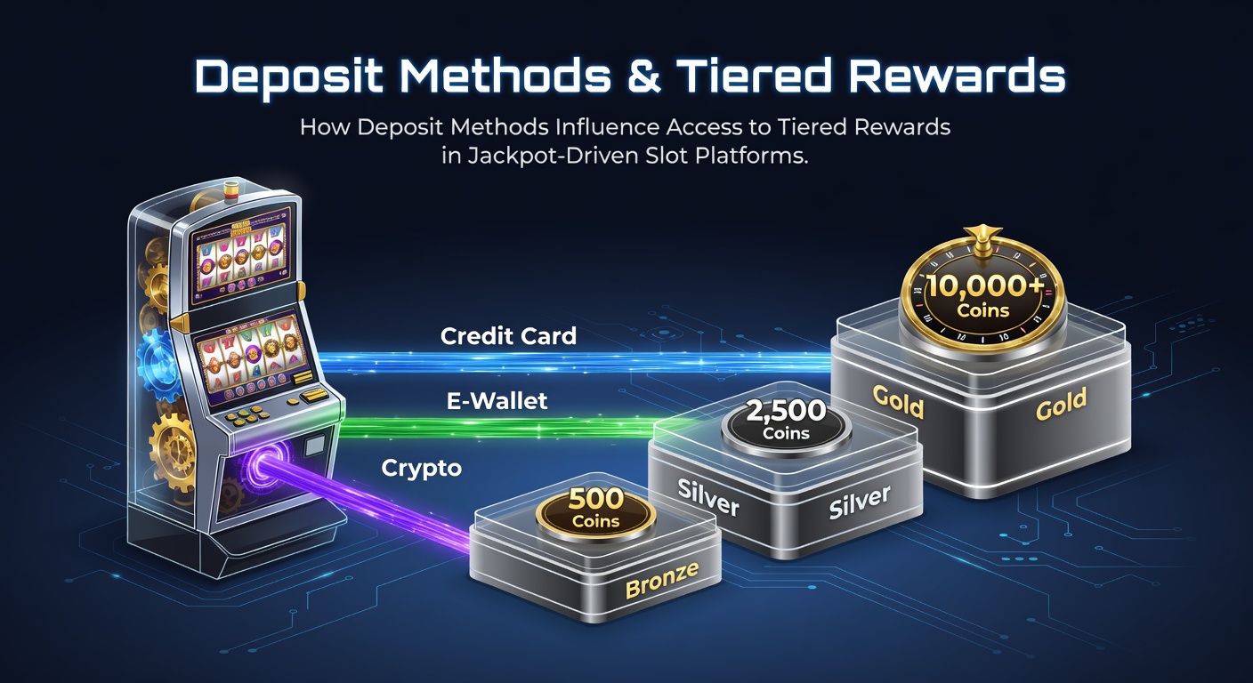 Illustration of various deposit methods including cards, e-wallets, and bank transfers connecting to slot platform reward tiers