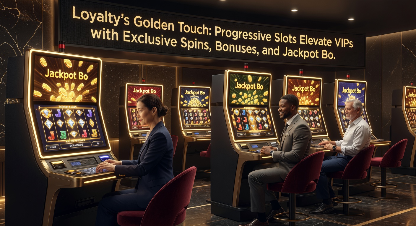 Golden VIP loyalty card overlay on a progressive slot interface, featuring cascading bonus symbols and skyrocketing jackpot meters