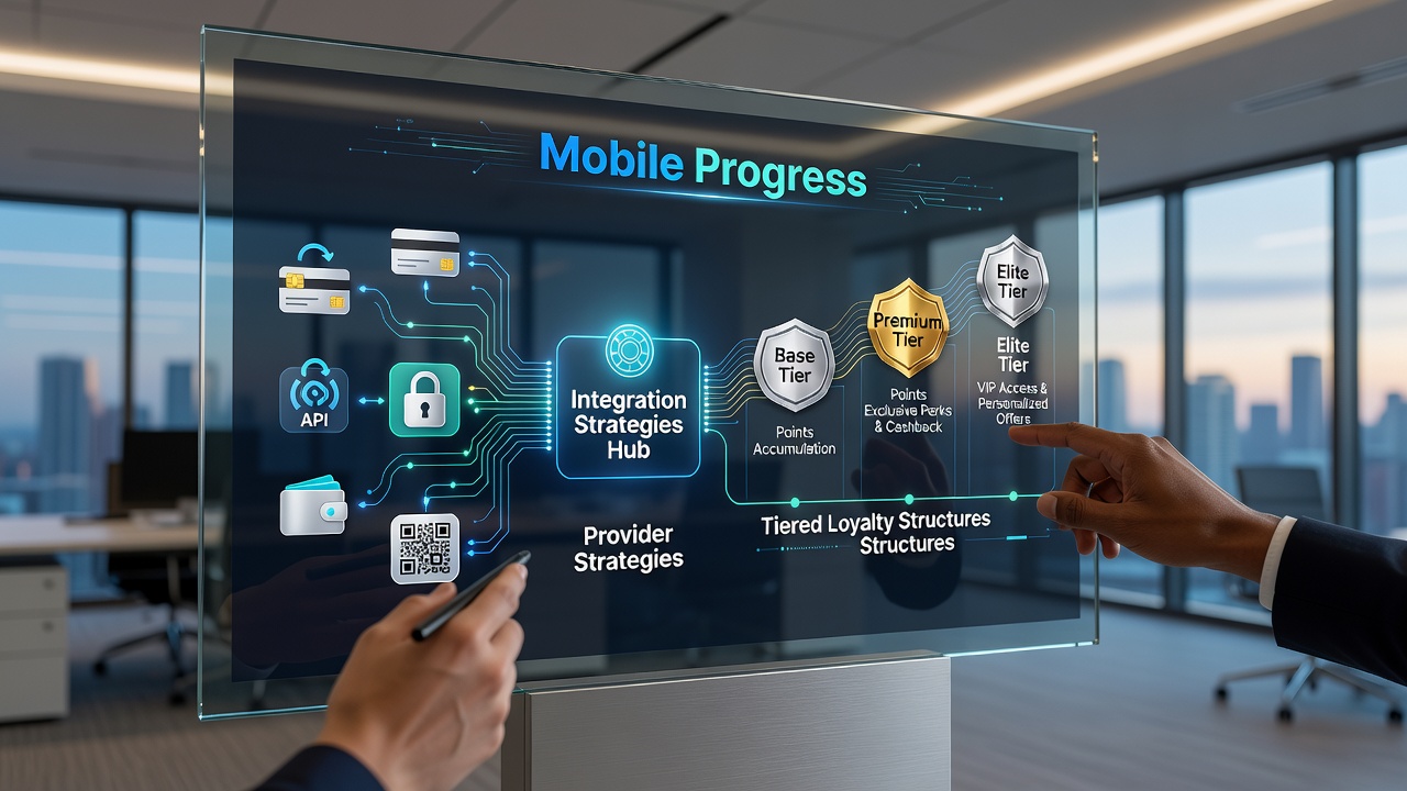 Loyalty tier dashboard on mobile device connected to progressive slot network