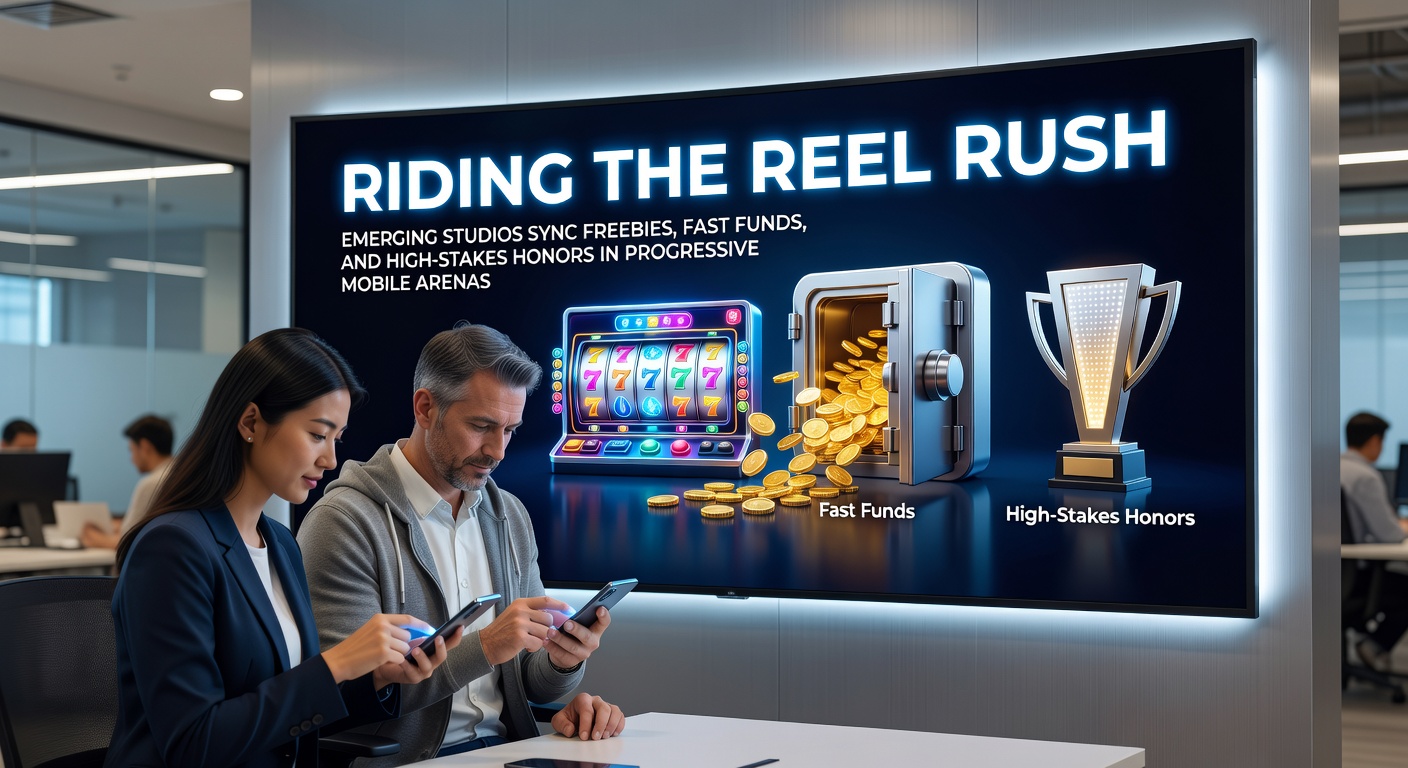 Vibrant mobile slot screens displaying progressive jackpots, bonus spins, and award icons from emerging studios