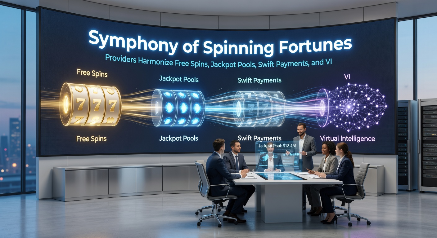 Dynamic graphic of interconnected slot features: free spin icons linking to jackpot pools, lightning-fast payment arrows, and ascending VIP ladders on a sleek mobile interface