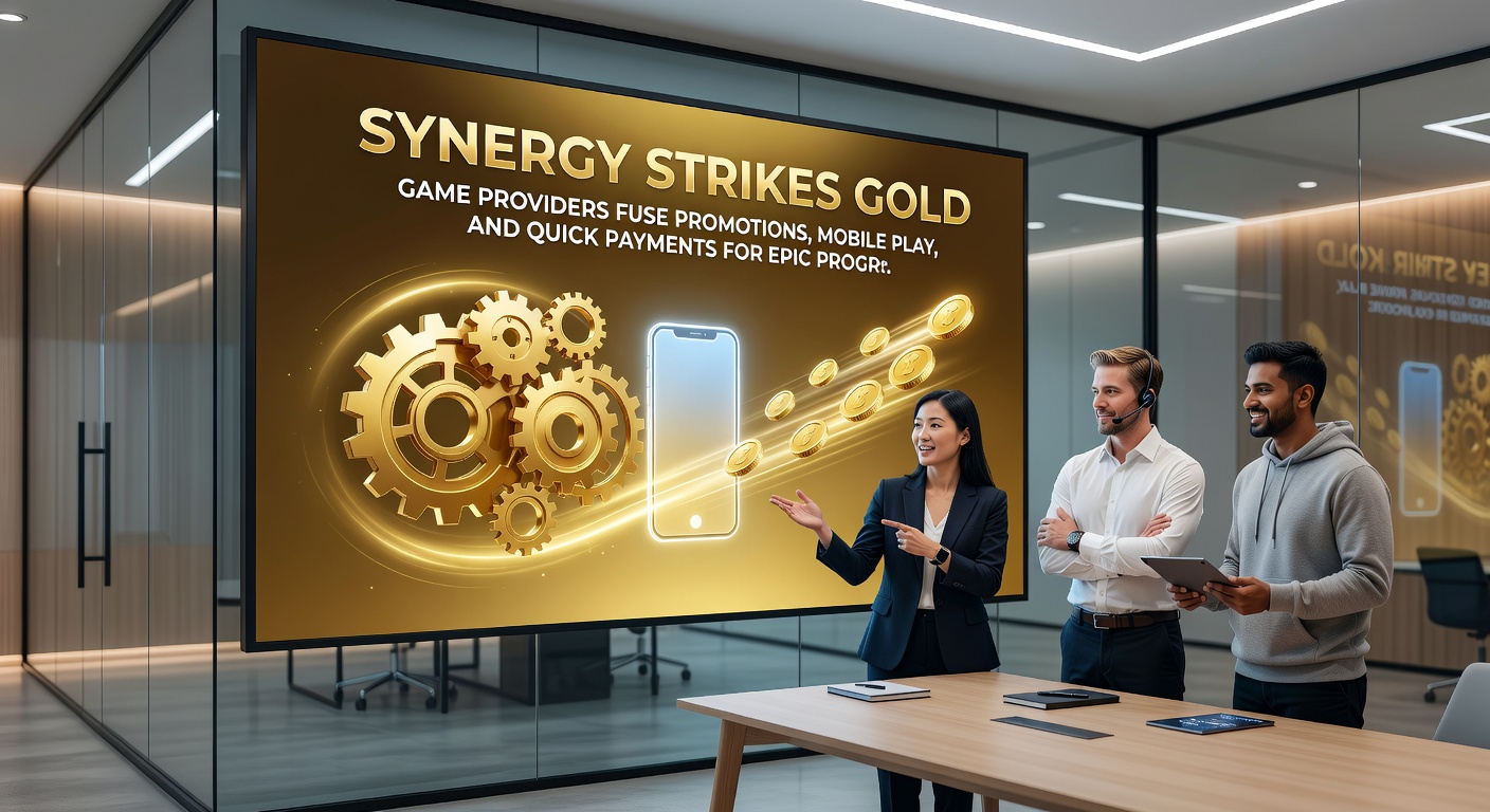 Dynamic illustration of interconnected slot networks showing promotional icons, smartphone interfaces, and speeding payout arrows converging on a massive golden jackpot trophy