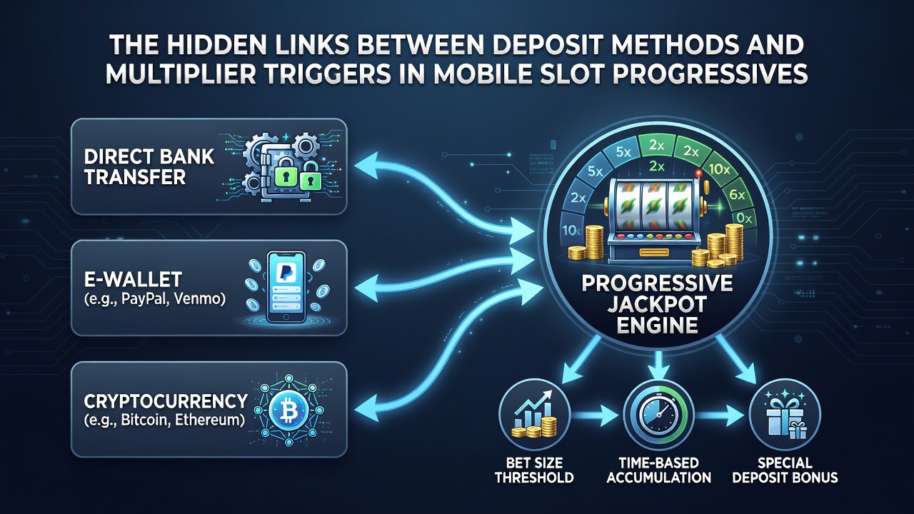 Infographic showing connections between deposit verification steps and progressive multiplier activation sequences
